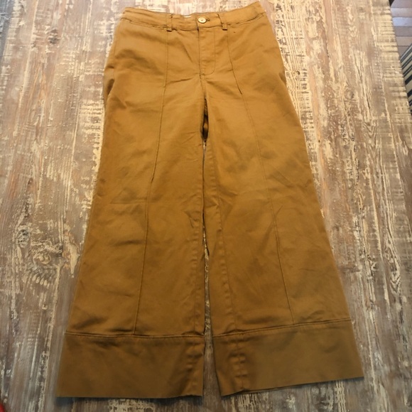 NWOT Anthropologie Wide Leg Pleated Cropped Pants - Picture 5 of 8